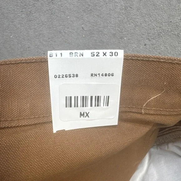 Carhartt B11 Washed Duck Work Pants‎ Brown 52x30 Men's Heavy Duty Canvas